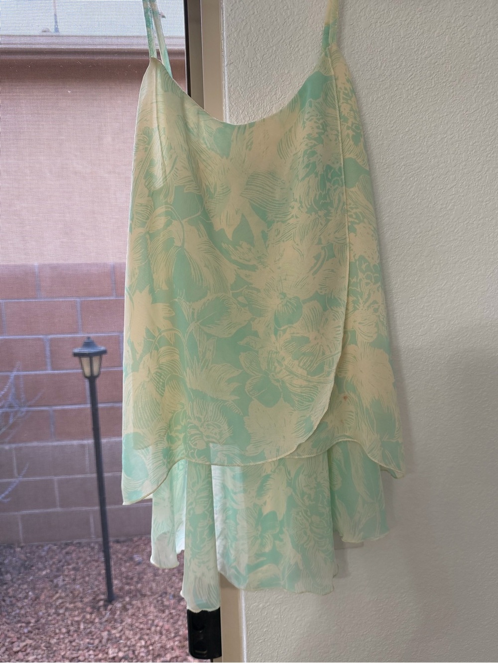 Forever 21 Mint Green and Cream Floral Layered Camisole